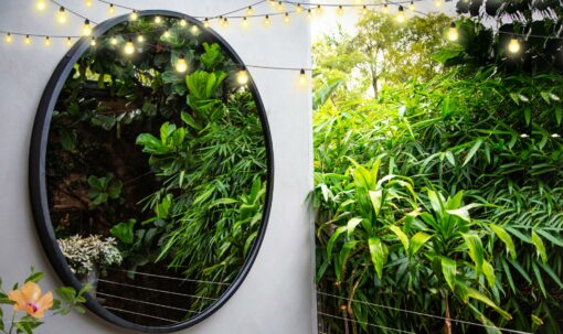 RivasDesign1200mm Contemporary garden mirror hibiscus