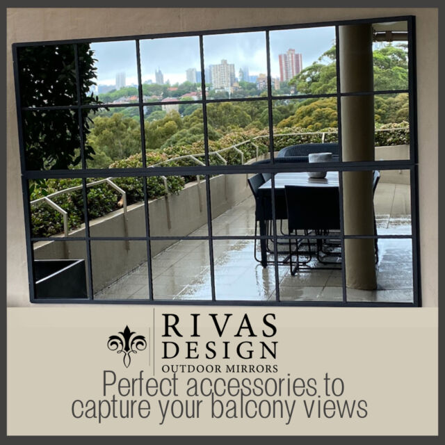 Two of our 12sq design outdoor mirrors were chosen to create a fabulous feature on this balcony wall. ⁠
⁠
#outdoormirrors⁠
#landscapedesignsydney⁠
#gardenstyle
